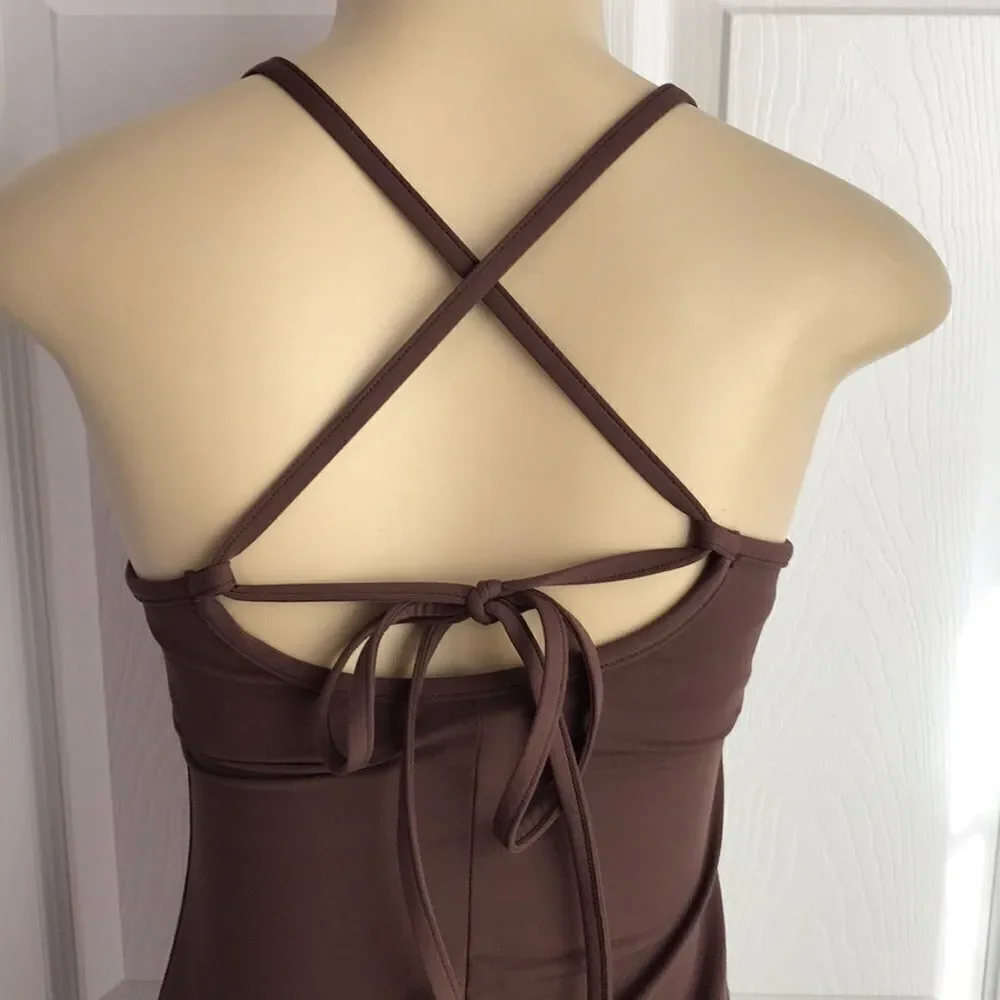 Athleta Swimdress Dress Skirt Swimsuit XXS Brown